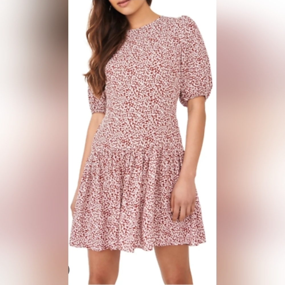 Free People Burgundy and White Textured Dress